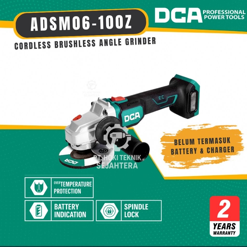 DCA ADSM06-100Z UNIT ONLY / BARE TOOL CORDLESS BRUSHLESS ANGLE GRINDER / GURINDA DCA UNIT ONLY / Mes