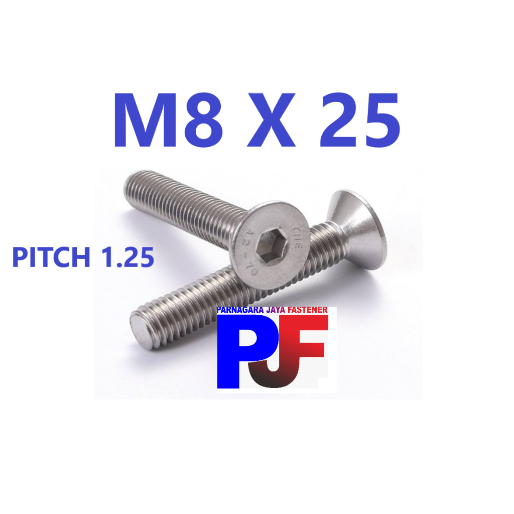 Baut JF L Stainless Steel 304 / Verseng M8x25mm SS 304