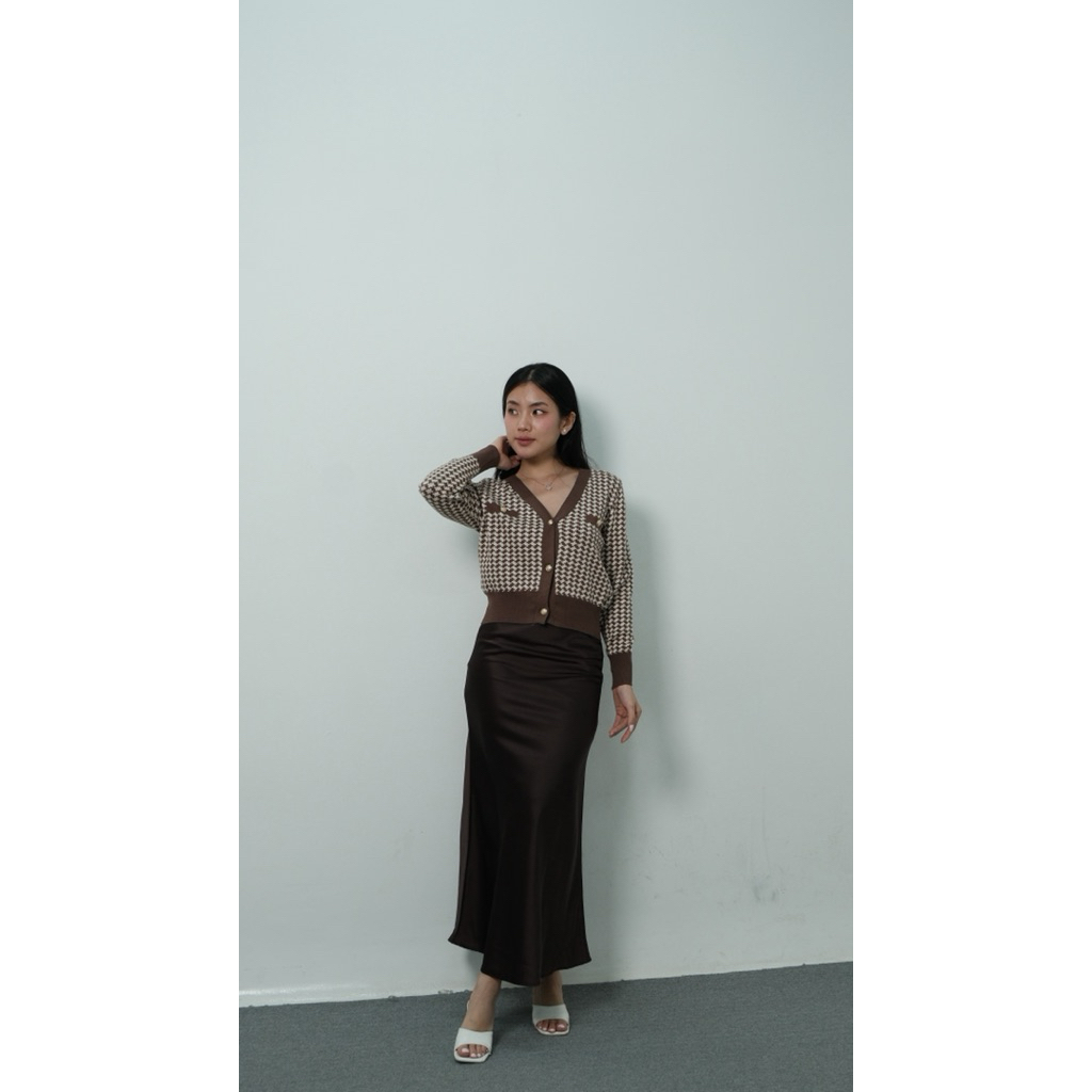 Cardigan Rajut Crop Houndstooth Premium - Outer Knit Korea Style Kekinian | by Pinkdose