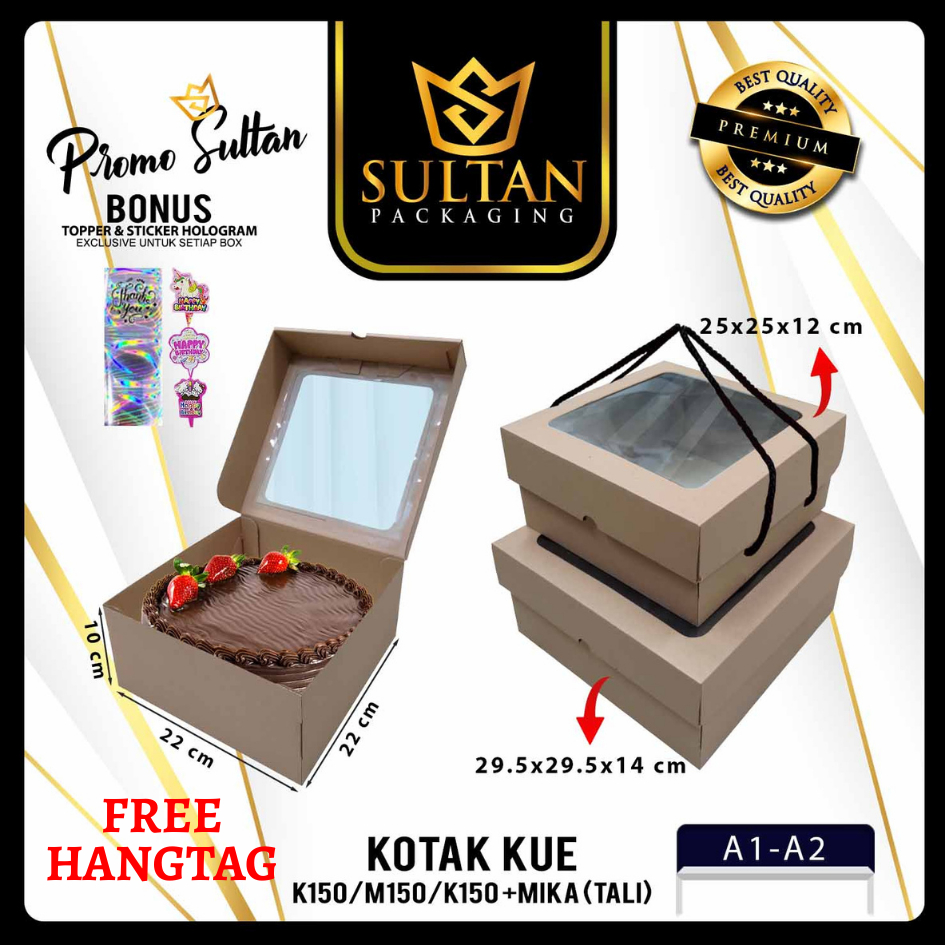

Cake Box - Cake Box Kraft Mika - Kotak Kue Mika Transparan Jumbo 22x22x10 - A217