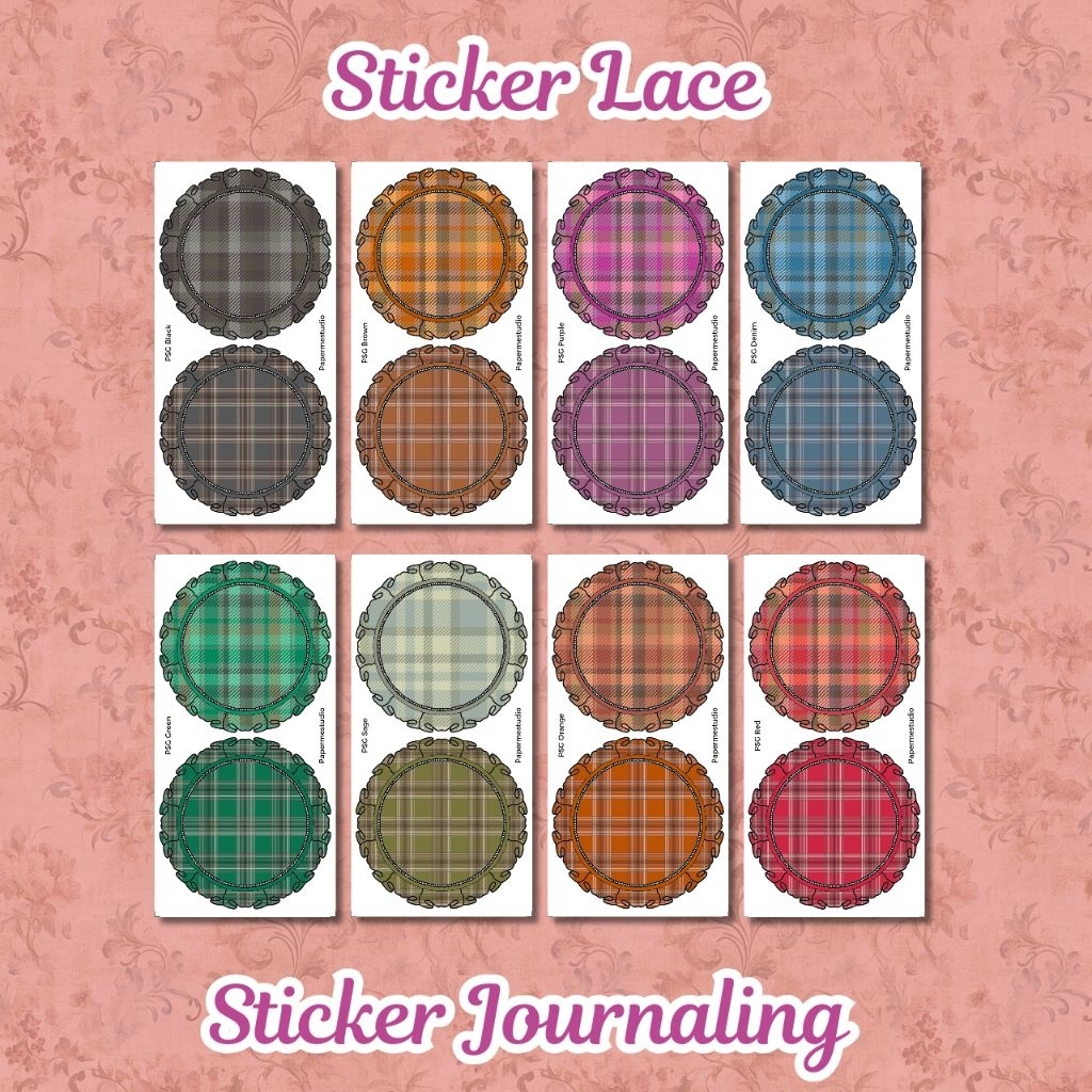 

STICKER DECO - sticker aesthetic gingham ruflle journaling dekorasi buku PSG