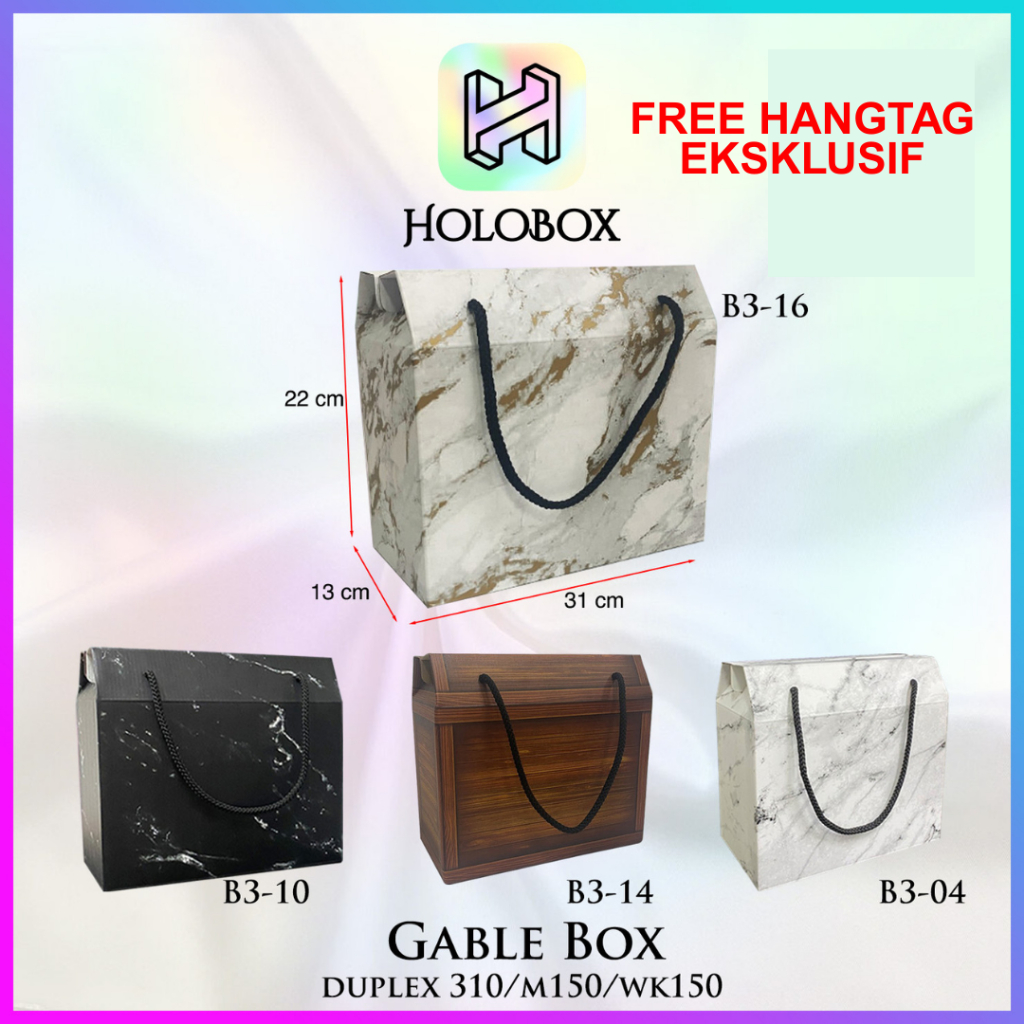 

Box Kado / Gable / Dus Tentengan / Packaging / Toples Kue / Gift Hampers / Uk.31x13x22 cm / B3-04