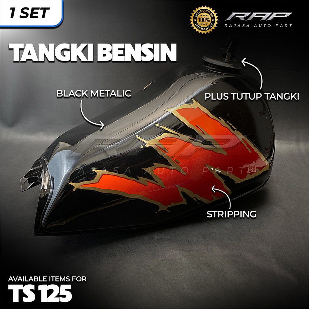 TANGKI TS 125 HITAM/TANGKI BENSIN SUZUKI TS-125 TANGKI FUEL TANK TS125 PLUS STRIPING