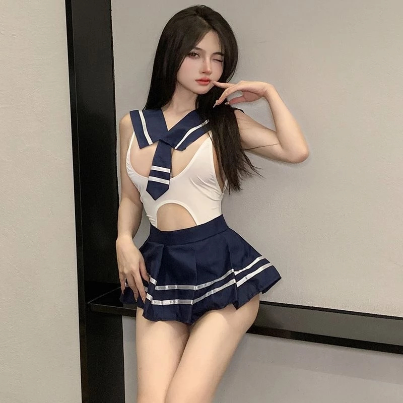 Set Cosplay Hot Wanita Dewasa Model Sailor Jepang Rok Mini