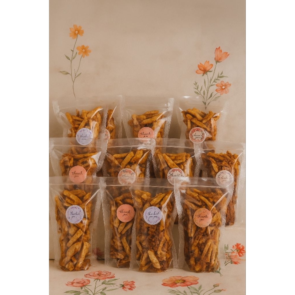 

BASRENG DAUN JERUK PEDAS,gurih,kriuk,asin,mantap,bumbu melimpah,bikin nagih,ukuran 60 gram