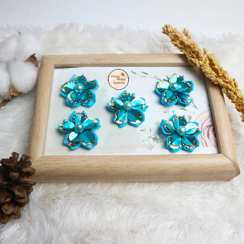 [MY] Payet Bunga Rangkai Sequin dan Mutiara Sintetis KN3/Payet Mewah/Payet Rangkai Tempel/Payet Mura