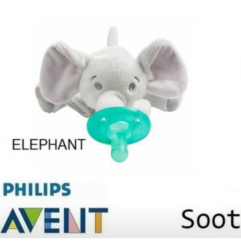 Empeng Philips Avent Soothie Snuggle motif elephant VS Wubbanub