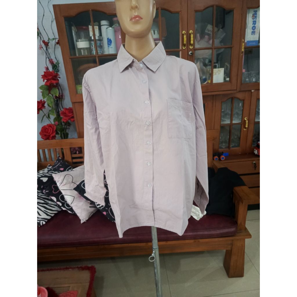 kemeja wanita ungu muda