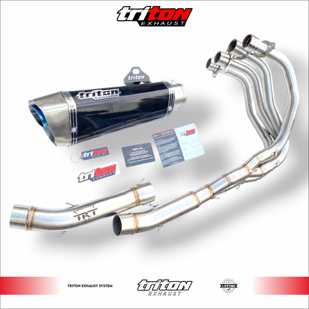 Knalpot Racing ZX25R, ZX25RR Original Triton Exhaust type Flash Header Underbelly dan Highmount