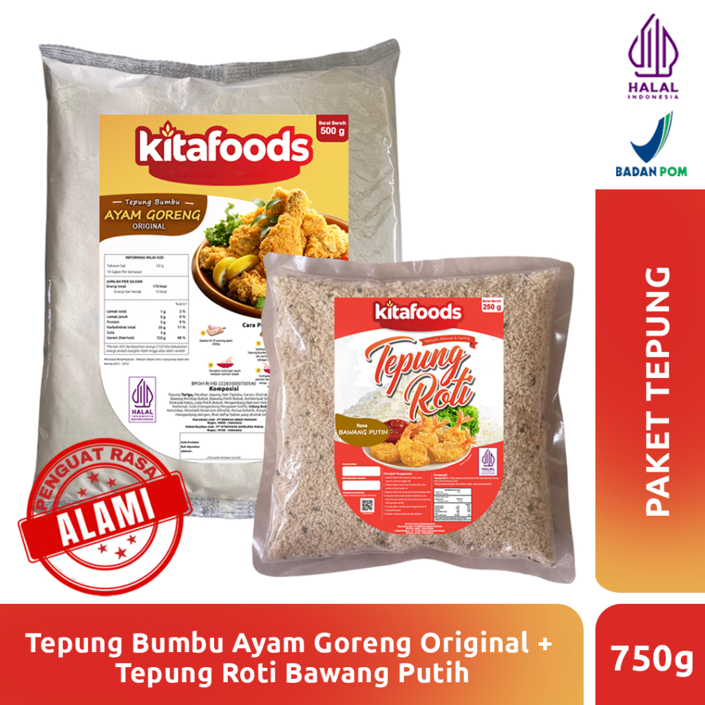 

Kitafoods Paket H ( Tepung Ayam Original 500gr + TR Bawang Putih 250gr ) Tanpa Penguat Rasa