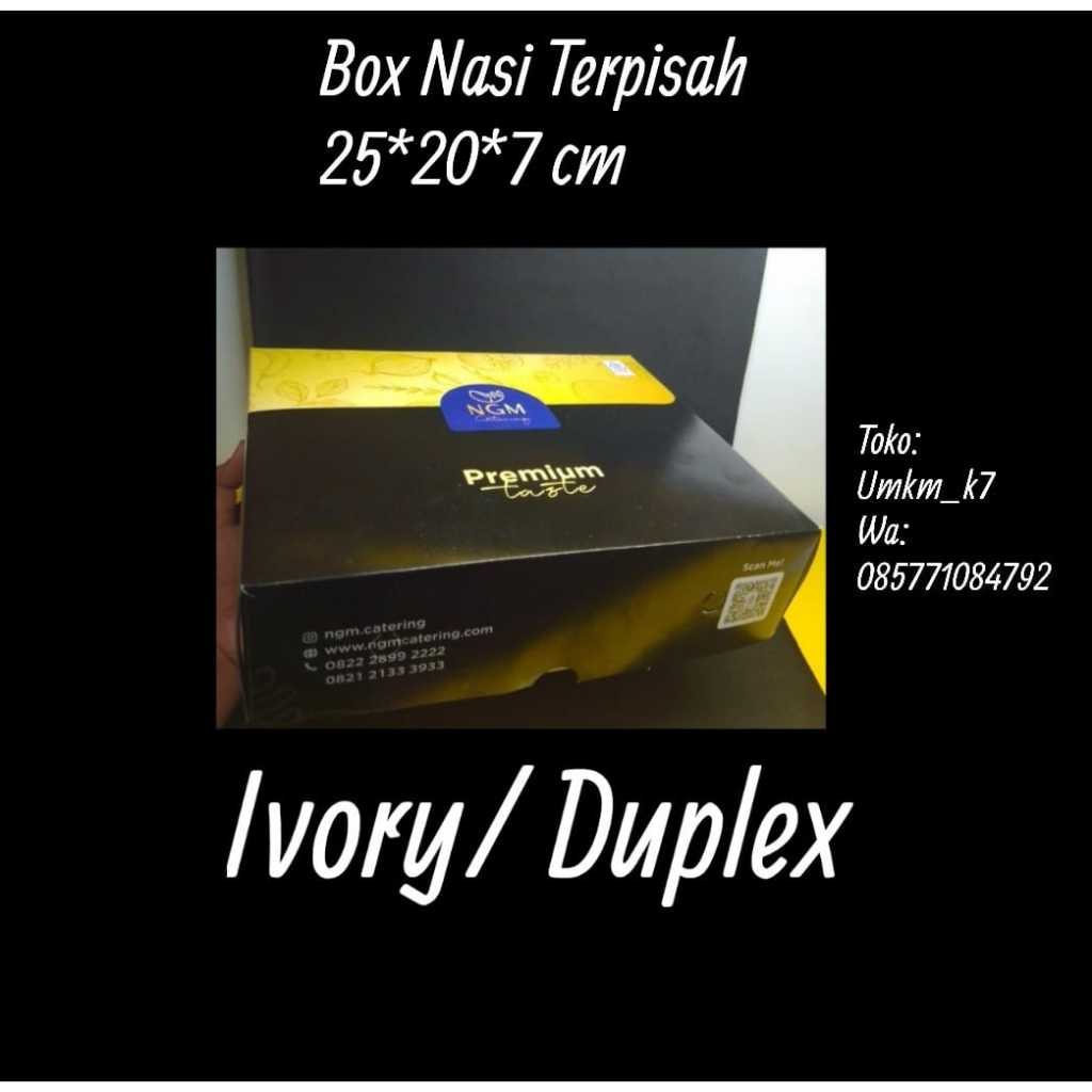 Pre-Order Cetak Custom Dus/ Kotak Nasi Kertas 25x20x7 cm Ivory/ Duplex