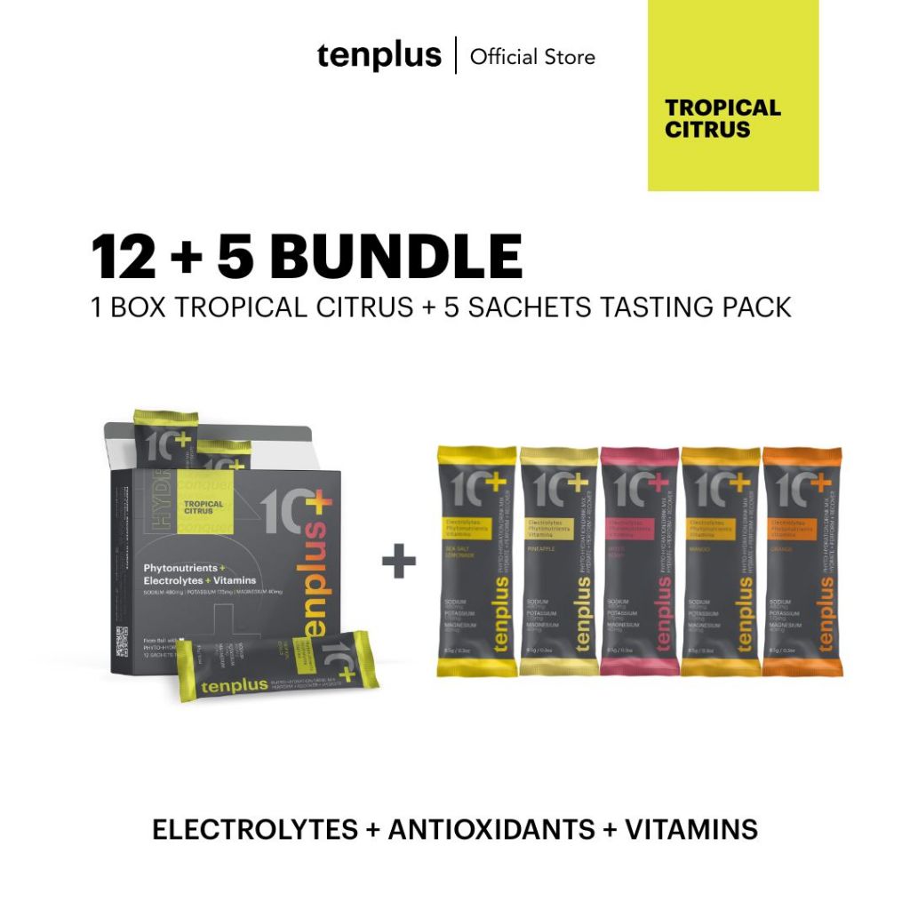 

TENPLUS Hypotonic Electrolyte Drink Mix Tropical Citrus + 5 Sachets Tasting Pack