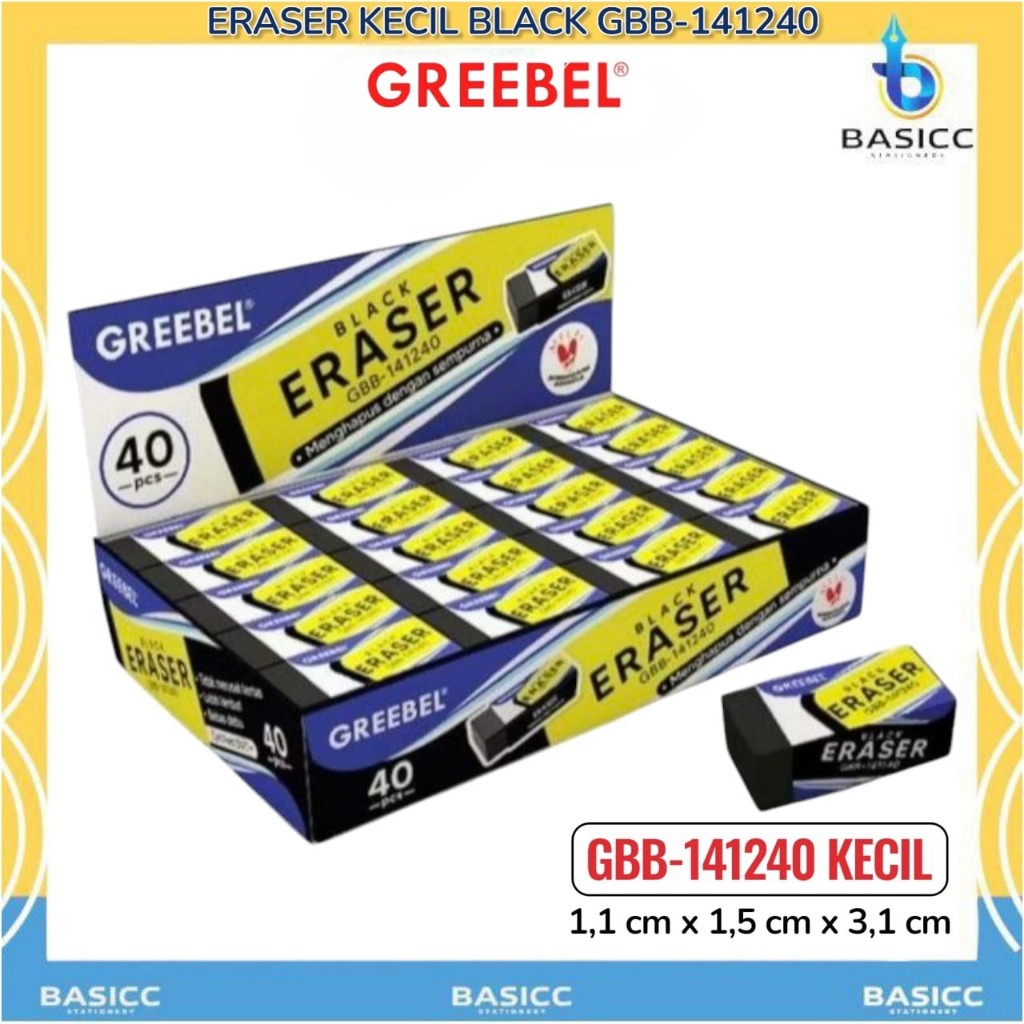 

Greebel Eraser Stip Hitam Kecil Penghapus Pensil GBB-141240 | @ 1Pcs