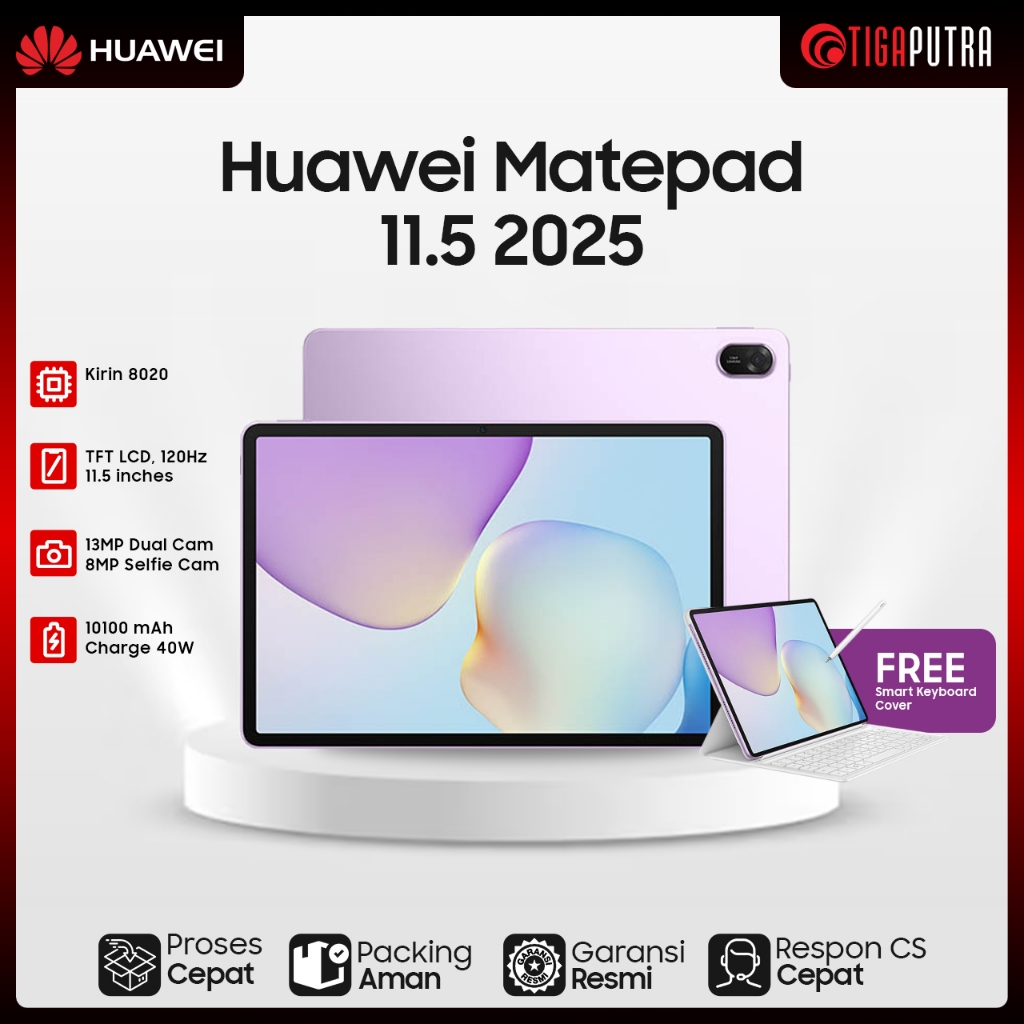 HUAWEI MatePad 11.5" 2025 Tablet (RAM 8GB, RAM 256GB, Tingkat PC Eksklusif, 10.100 mAh 40W HUAWEI Su