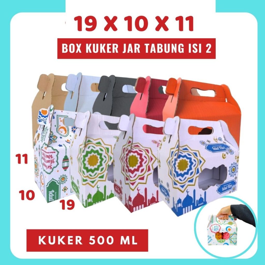 

Box Jinjing Kuker 19x10x11 (KUKER TOPLES JAR 500ml ISI 2) Kardus Lebaran Idul Fitri Hampers Motif
