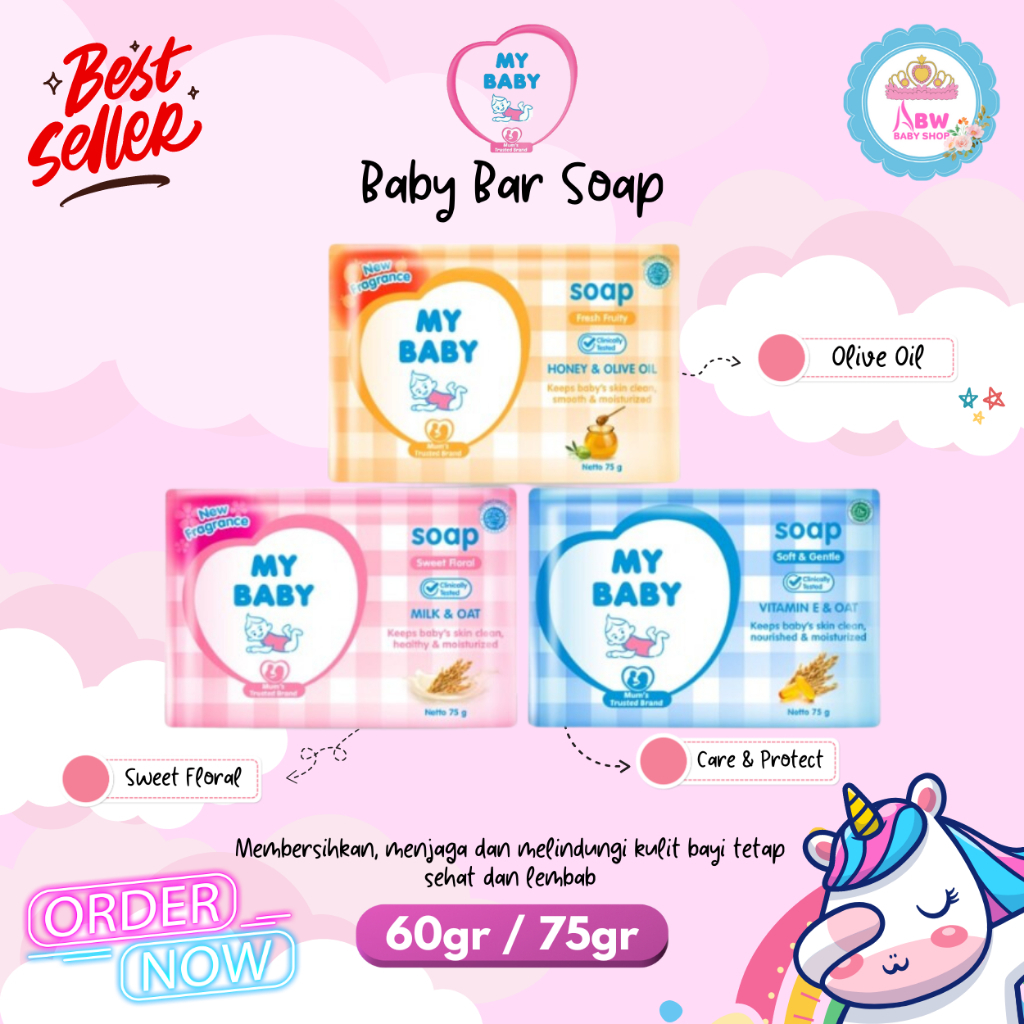 MY BABY Bar Soap 60gr Sabun Mandi Bayi Sweet Floral / Care & Protect / Fresh Fruity