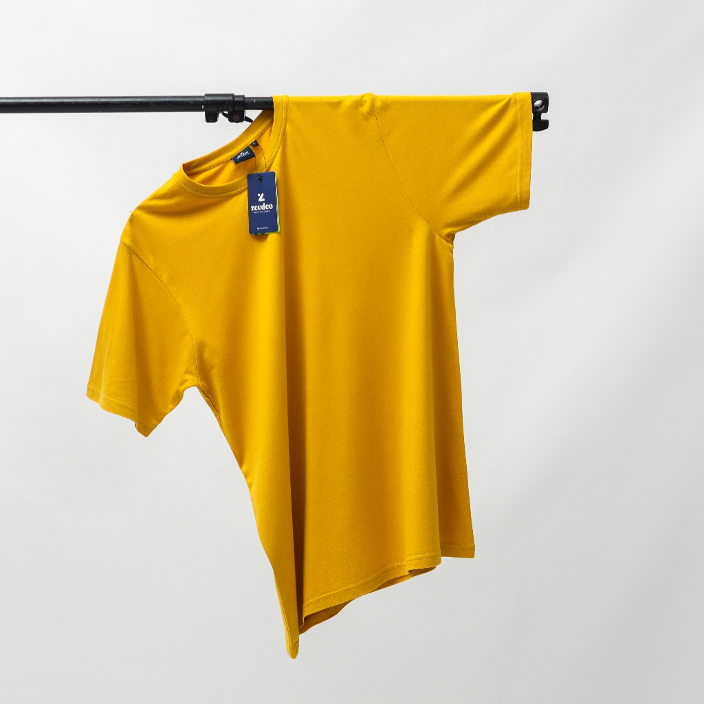 Kaos Polos Cotton Bamboo kuning Mustard Original Katun Bambu