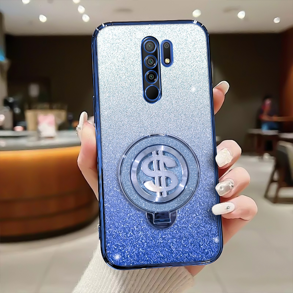 Case Kick Stand Xiaomi Redmi 9 Softcase Glitter Luxury Premium Casing