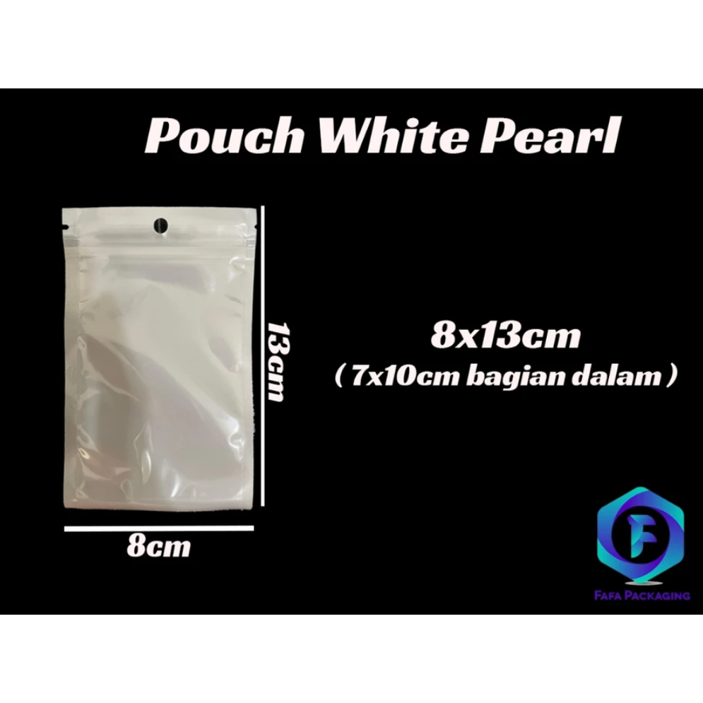 

PLASTIK KEMASAN SACHET SASET PEARL WHITE ZIPLOCK 8x13 cm