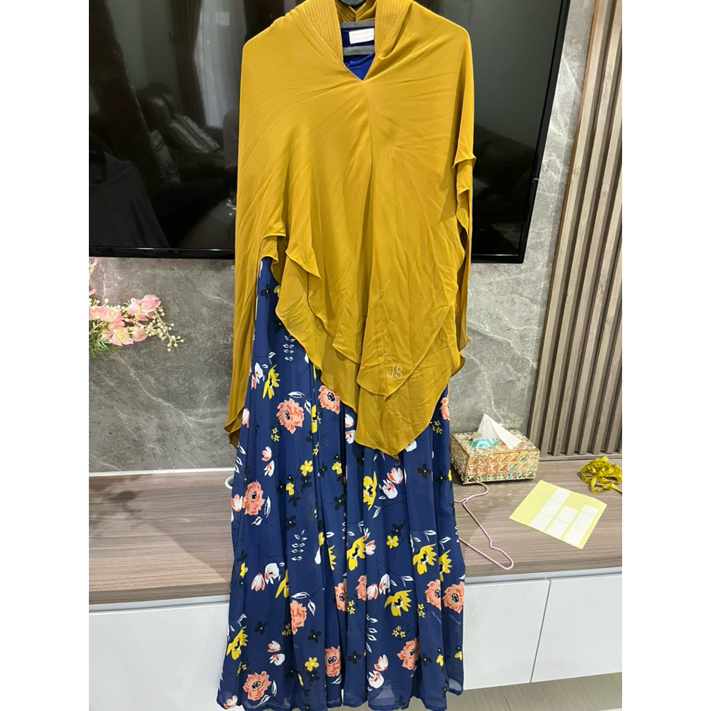 preloved gamis syari set printing by jawhara syari