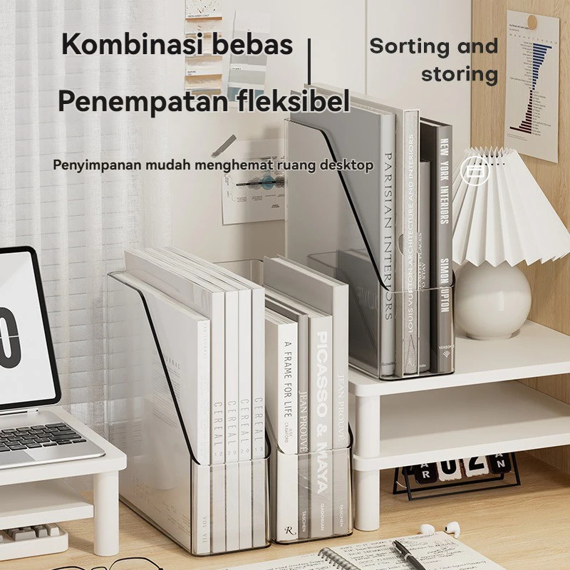 

Organizer Box File Meja Kantor Rak Buku Organizer Meja Akrilik 4 Sekat