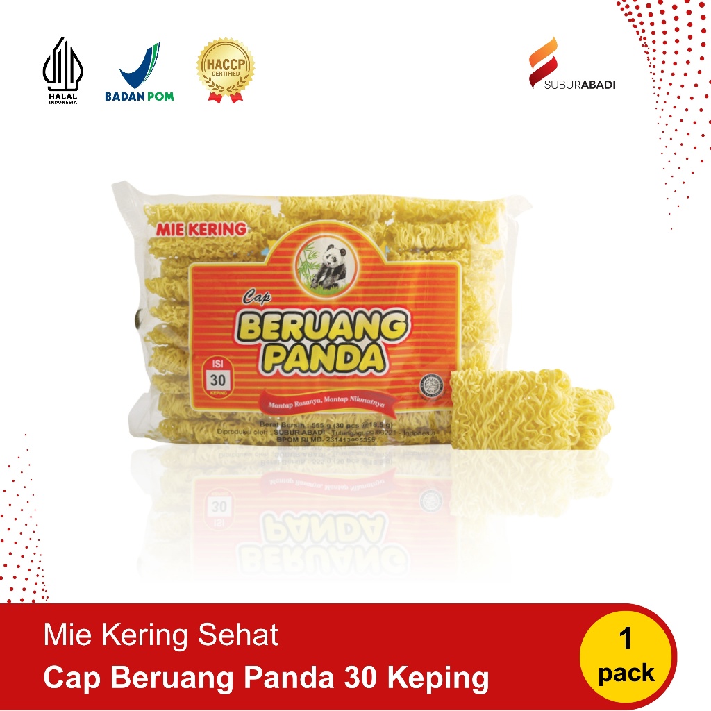 

Mie kering cap Beruang Panda isi 30 keping - 1 pack 555 gram - Tanpa Pengawet, Tanpa MSG, Cocok Untuk Aneka Olahan - Mi Kering Sehat, Serbaguna, Pilihan Keluarga Hemat