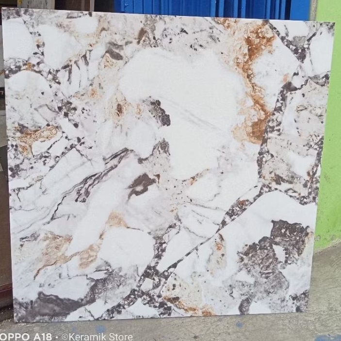 Keramik Lantai Ukuran 50x50 Motif Marmer Glossy Nat Cutting