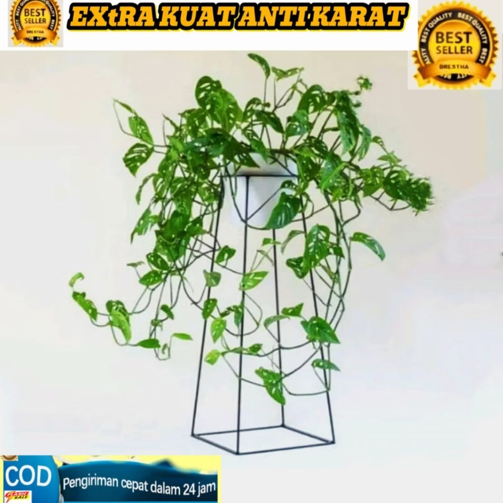Standing pot bunga minimalis/standing pot bunga tinggi 50&60cm bahan besi Antikarat