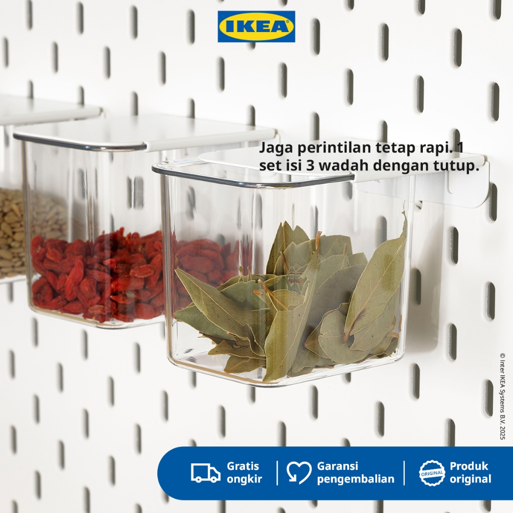 IKEA SKADIS Wadah Penyimpanan Dengan Tutup Serbaguna untuk Pegboard