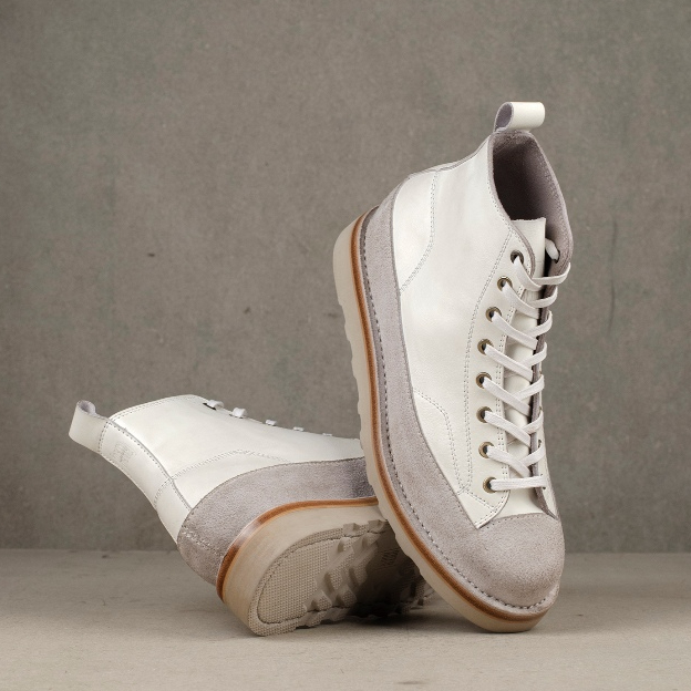 ORTODOUX Setsuji - Sepatu Boots Casual Sneakers Putih Kulit Pria