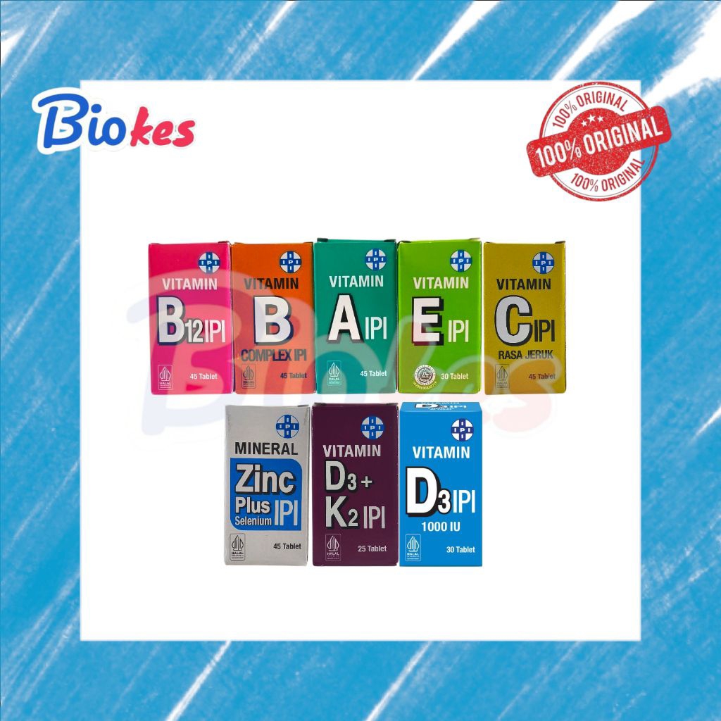 VITAMIN IPI A/C/E/B12/B1/B COMPLEX/D3/D3+K2/ZINC/MAGNESIUM multivitamin dan mineral