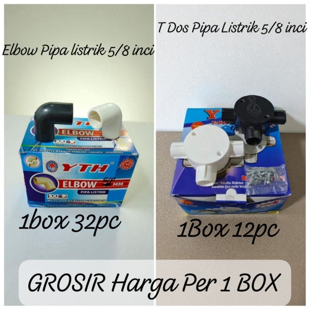 [Grosir Harga Perbox]Elbow Pipa Listrik 5/8 Hitam&putih/Knee Pipa Listrik 5/8 Hitam&Putih/Tee dos pi