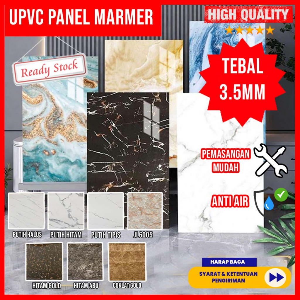 UPVC Marmer Panel Marmer Sheet Backdrop TV Multiplex Pelapis Dinding Dekoratif Pengganti HPL Harga P