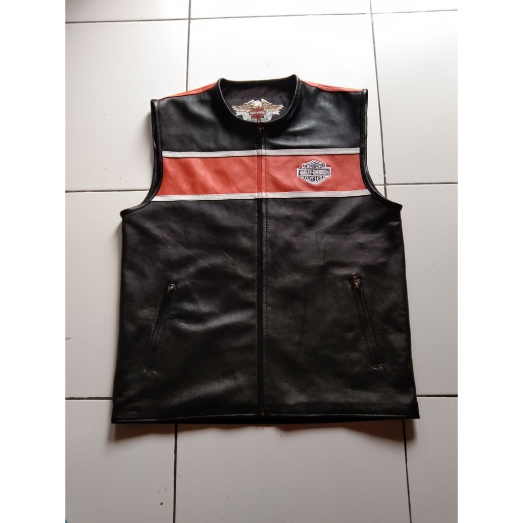rompi kulit Harley Davidson, vest rompi bikers