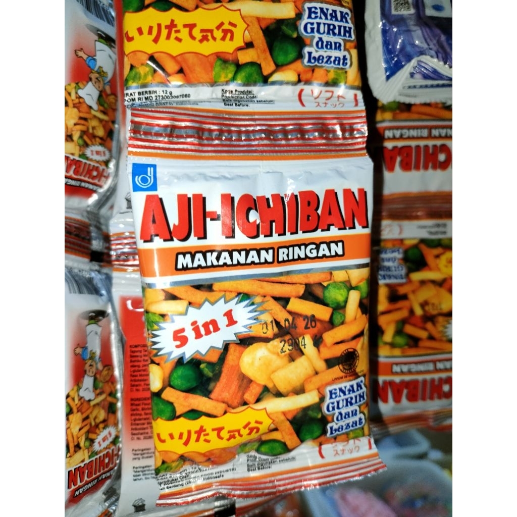 

aji ichiban kecil makanan ringan 5 in 1 renteng