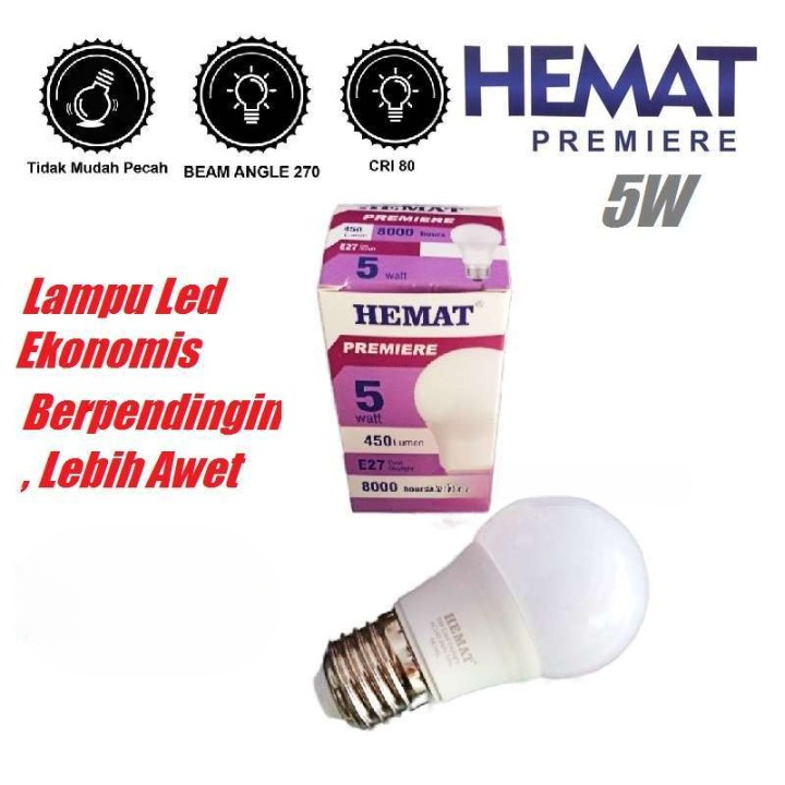 HEMAT Lampu LED Bohlam Premiere 5 Watt