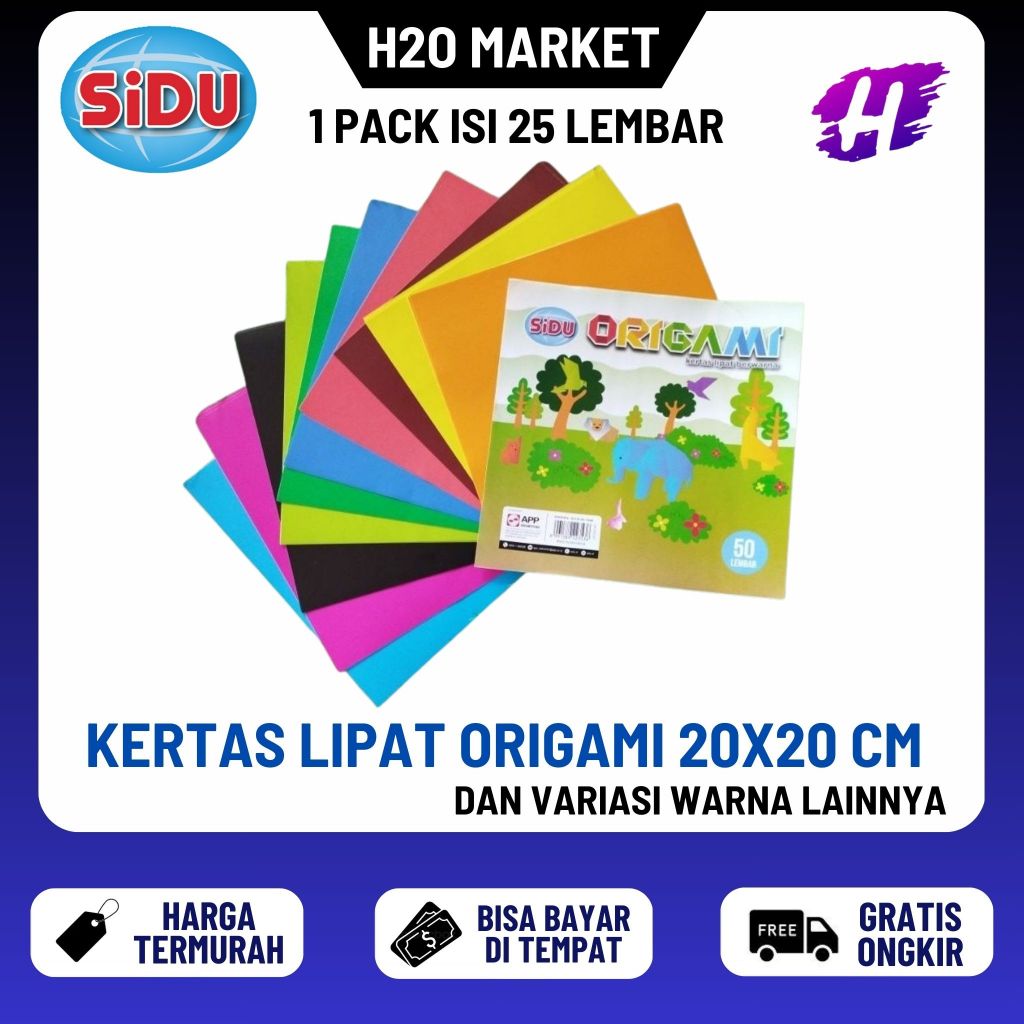 

❤️H2O❤️ ORIGAMI / KERTAS LIPAT SIDU WARNA 20X20CM (ISI 50 LEMBAR) MURAH