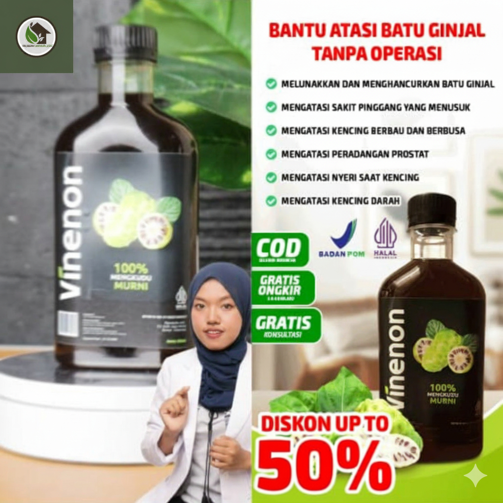 

Vinenon Cuka Mengkudu-Ampuh Bantu Hancurkan Batu Ginjal Tanpa Operasi & Asam Urat - BPOM - Halal COD
