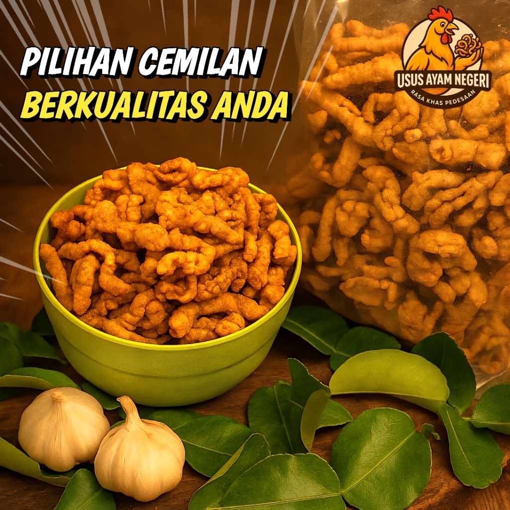 

(HOMEMADE) PREMIUM 1KG, 500GR, 250GR Jajanan Usus ayam crispy "ORIGINAL" Snack Food Camilan makanan Keripik Cemilan Chips Kripik