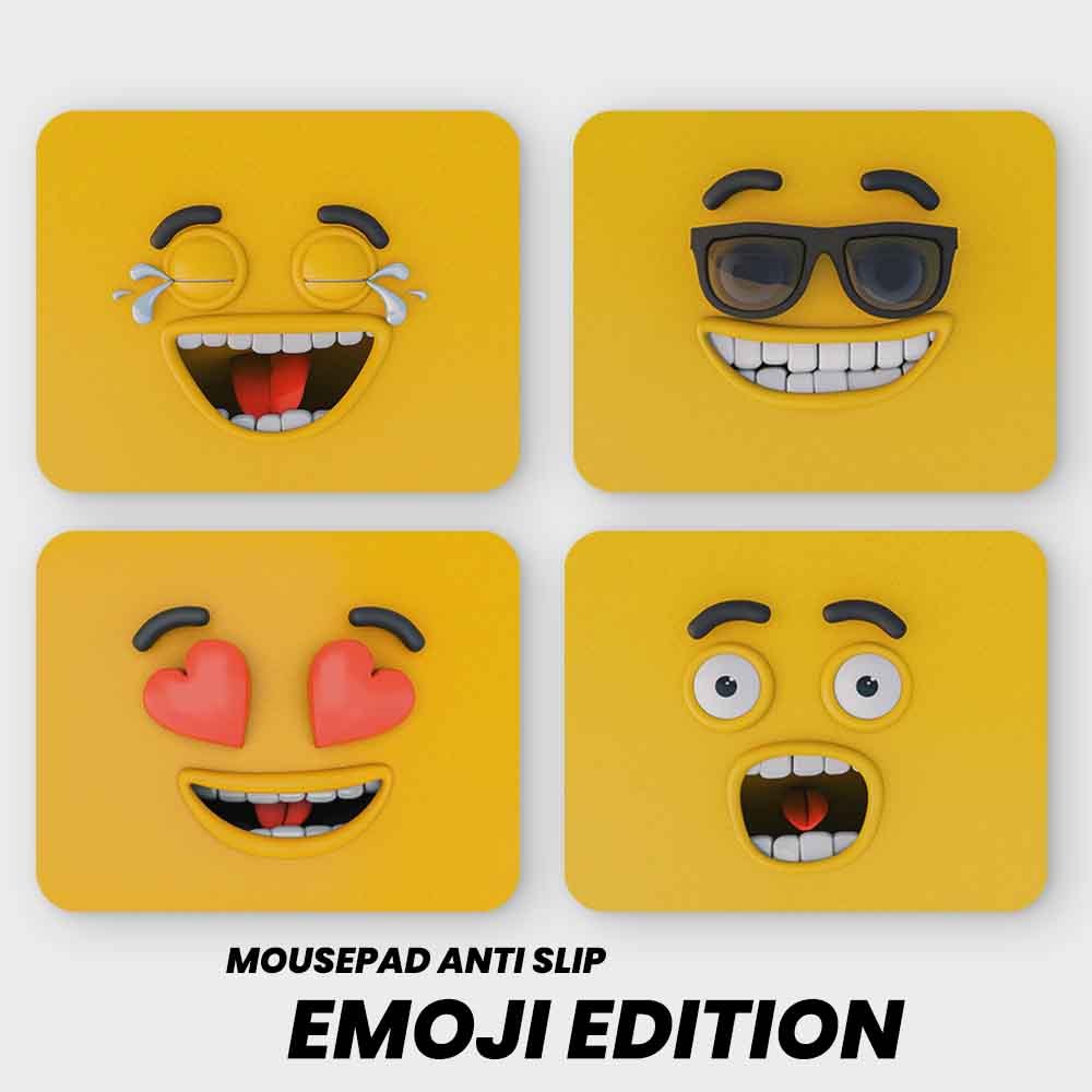 Mousepad Karakter Emoji Anti Slip Alas Mouse Lucu untuk Laptop PC Mouse Komputer Laptop Gaming Unik