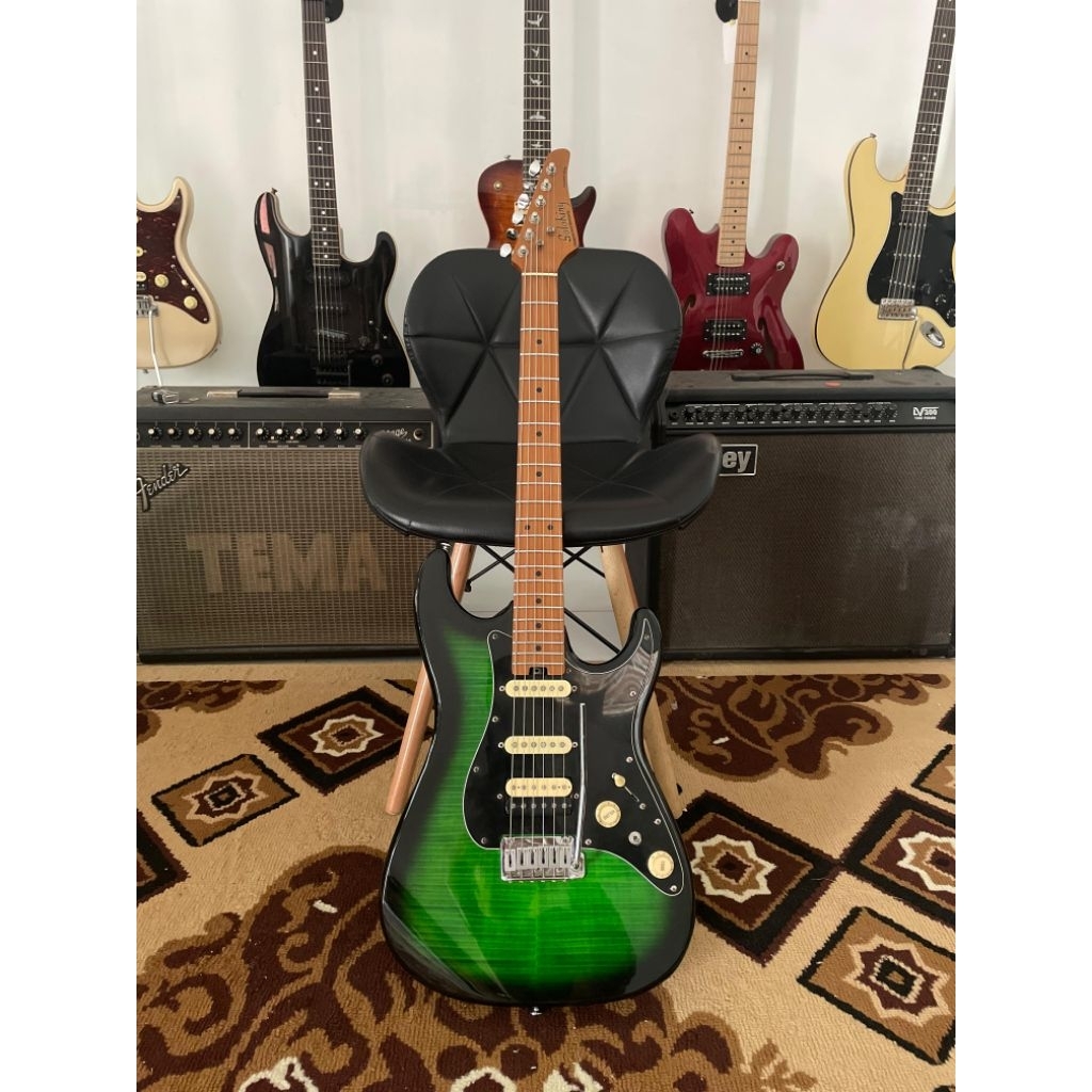 Soloking MS-1 Classic MKII in Green Burst with 5A Flame Top