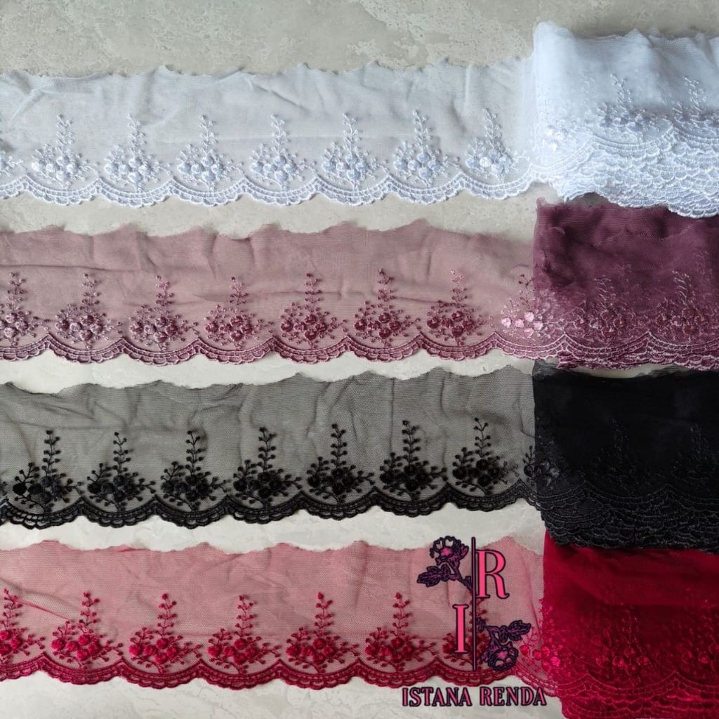 Renda tile, renda tulle lebar 10cm (harga per100cm)