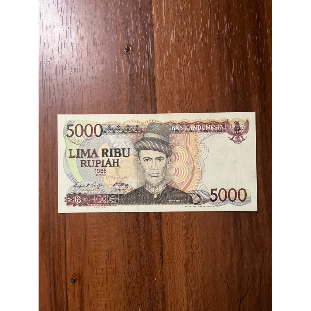 Uang Kertas 5000 Rupiah 1986 UNC Seri Pahlawan Koleksi Kuno