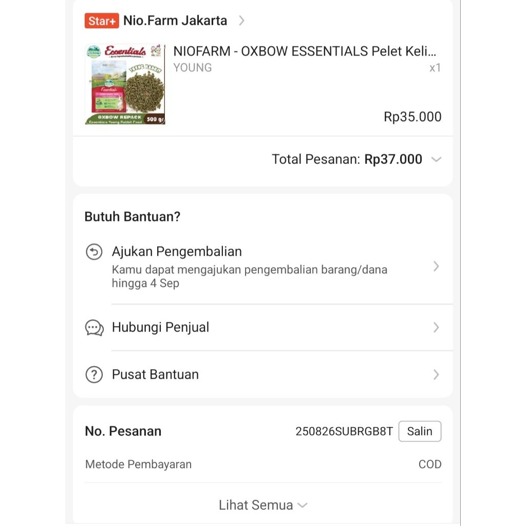 PRELOVED PELET KELINCI OXBOW ESSENTIALS Pelet Kelinci Rabbit PRELOVED REPACK 500GRAM 500GR 500 G You