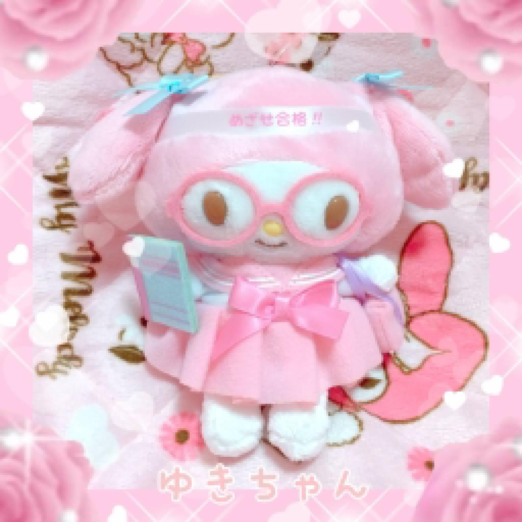 Original Sanrio My Melody plush mascot doll, specifically a "Pass My Melody" version ( School Girl )
