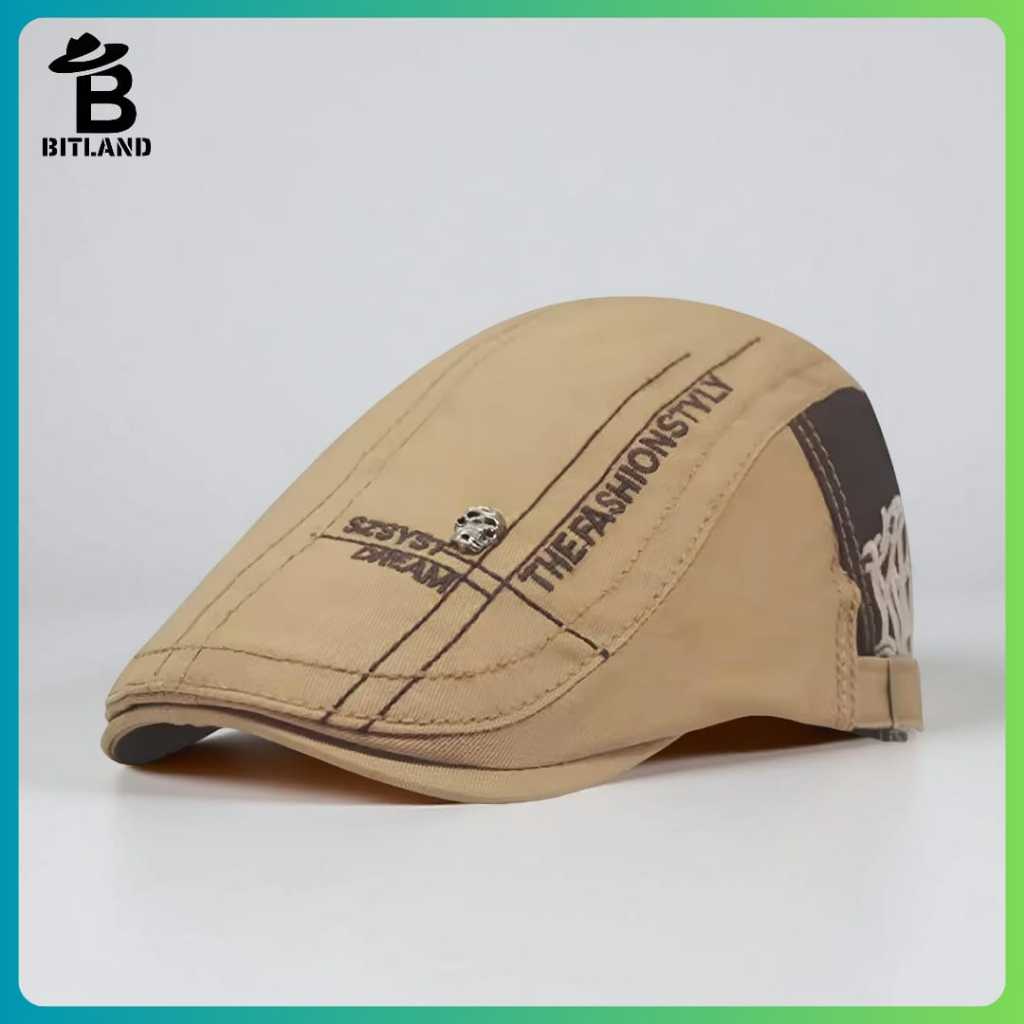 Flat Cap Pria Topi Copet TPI-109 Denim Full Motif Keren Gaya Klasik Adjustable Strap