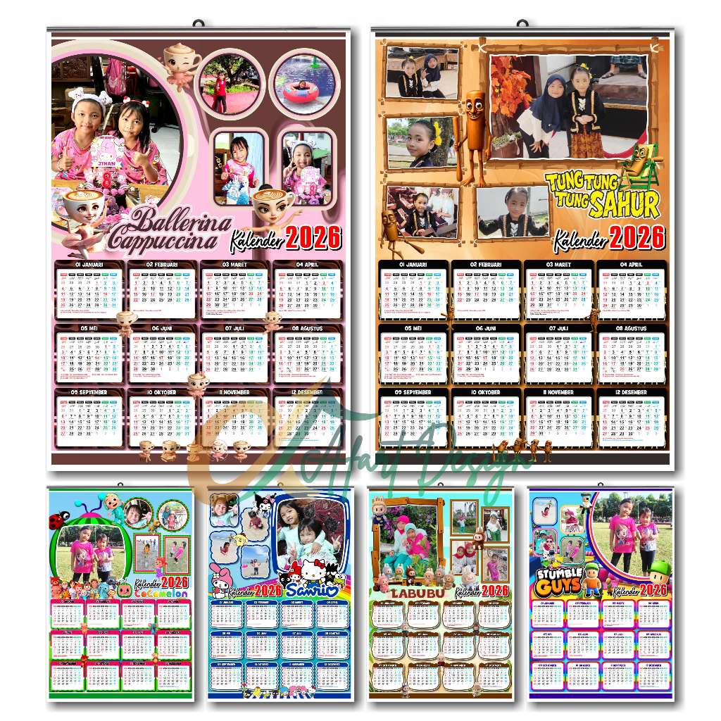 

Kalender Karakter Animasi Anak 2026 TANPA MINIMAL ORDER bebas pilih karakter