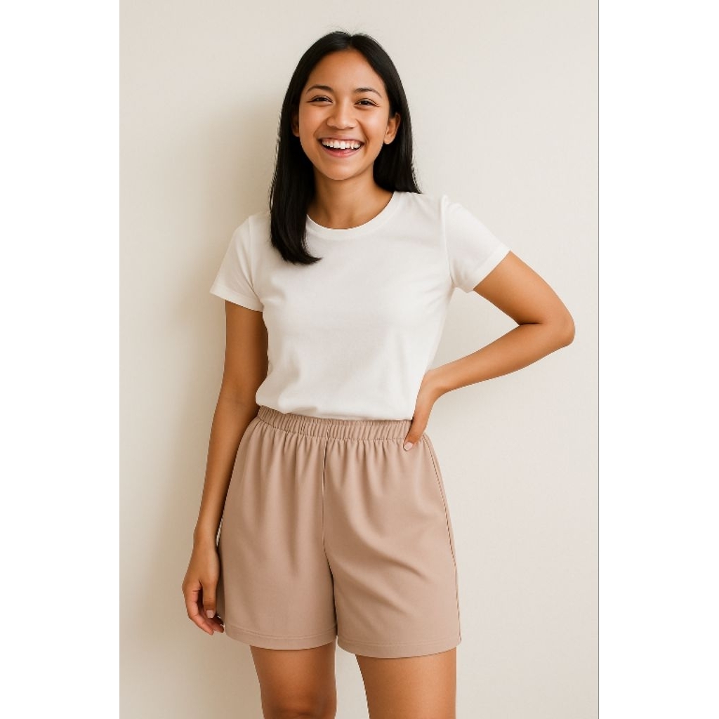 Celana Pendek Wanita Polos – Bahan Jatuh, Adem & Nyaman Harian - COKLAT SUSU