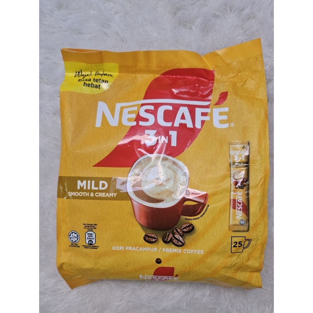 

NESCAFE 3in1 Mild Smooth & Creamy Kopi Instan 25x19g | Kopi Sachet Praktis Halal
