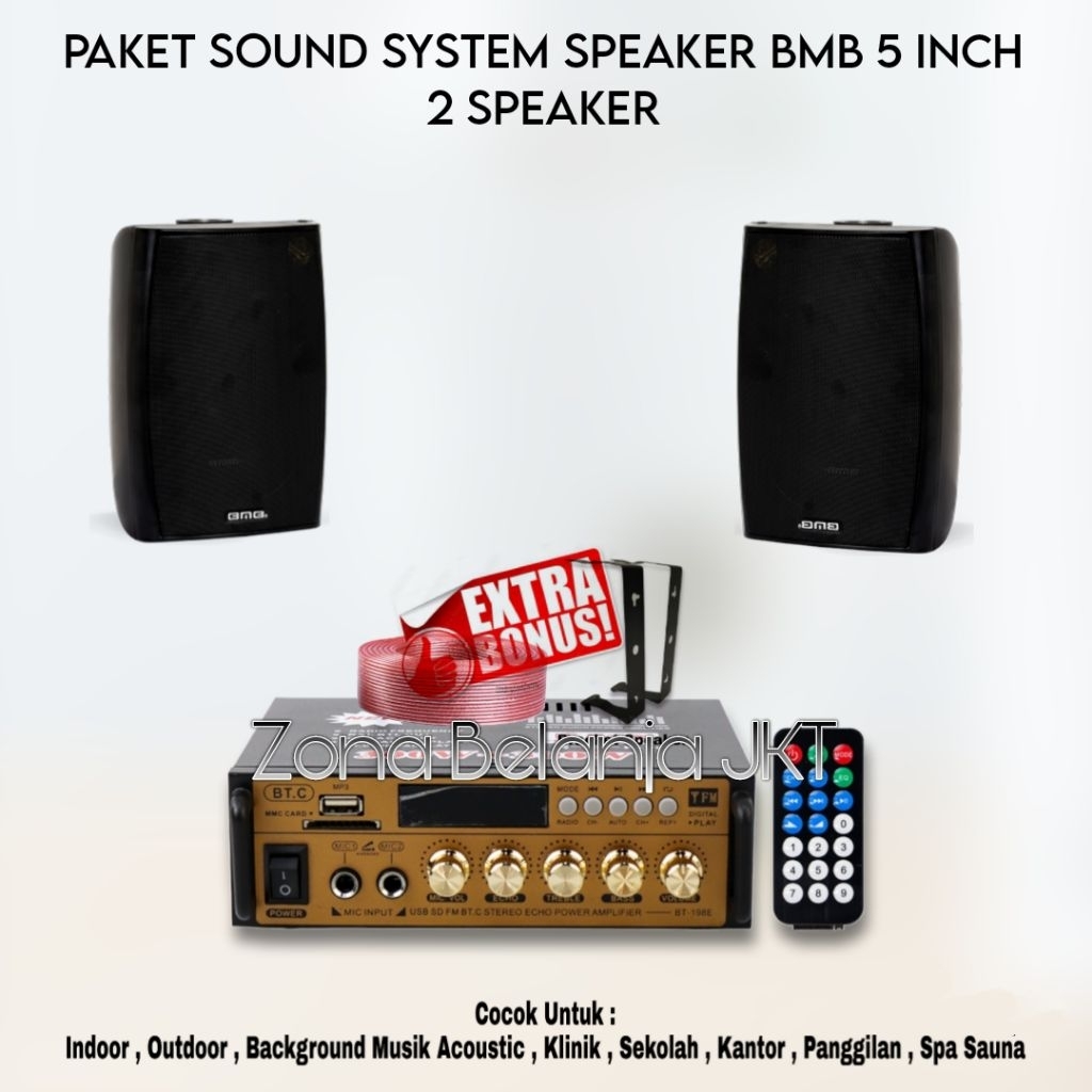 PAKET SOUND SYSTEM CAFE RESTO KARAOKE SPEAKER BMB 5 INCH 2 SPEAKER MURAH BERKUALITAS ORIGINAL ( MINI